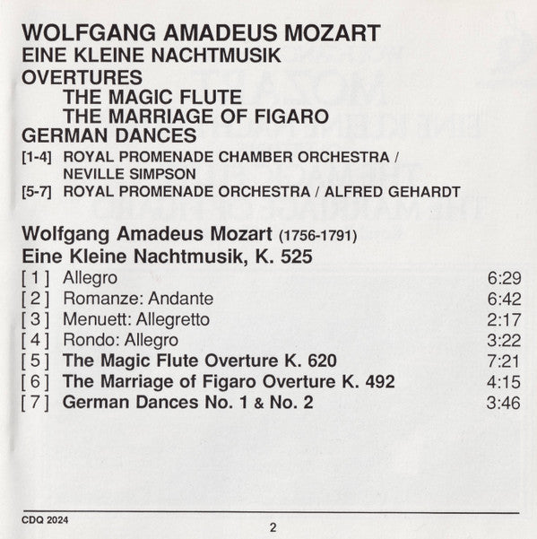 Wolfgang Amadeus Mozart : Eine Kleine Nachtmusik (CD, Comp)