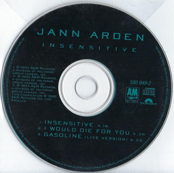 Jann Arden : Insensitive (CD, Single, Car)
