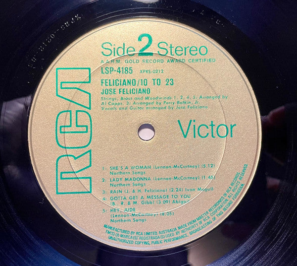 José Feliciano : 10 To 23 (LP, Album, Gol)