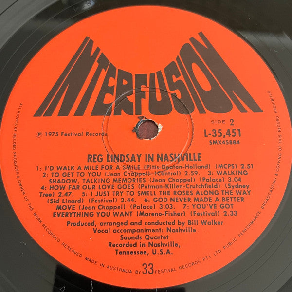 Reg Lindsay : Reg Lindsay In Nashville (LP, Album)