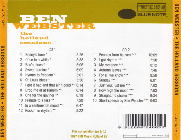 Ben Webster : The Holland Sessions (2xCD, Comp)