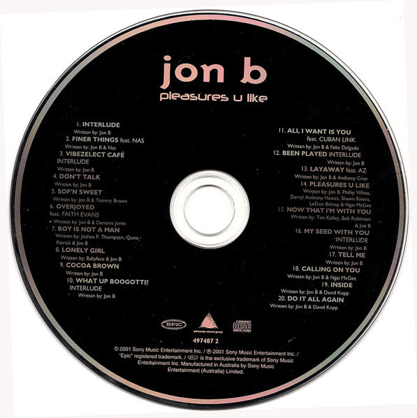 Jon B : Pleasures U Like (CD, Album)