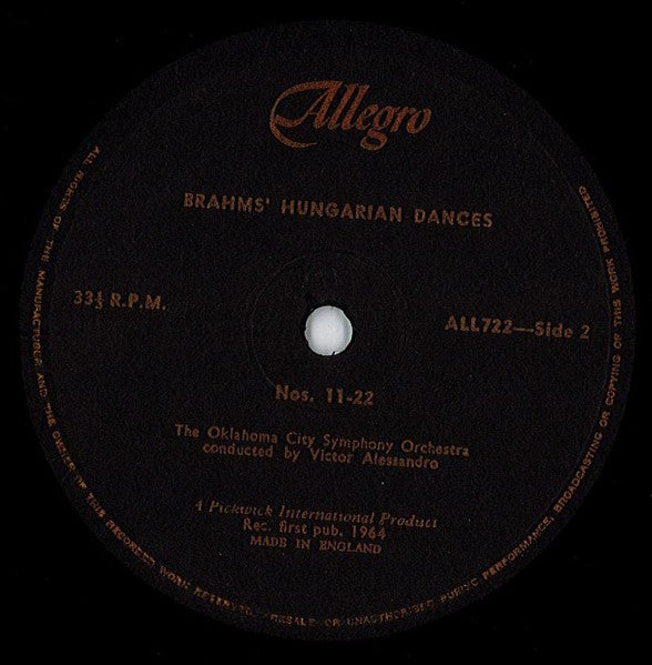 Brahms*, Victor Alessandro, Oklahoma City Symphony Orchestra : Brahms' Hungarian Dances (LP)