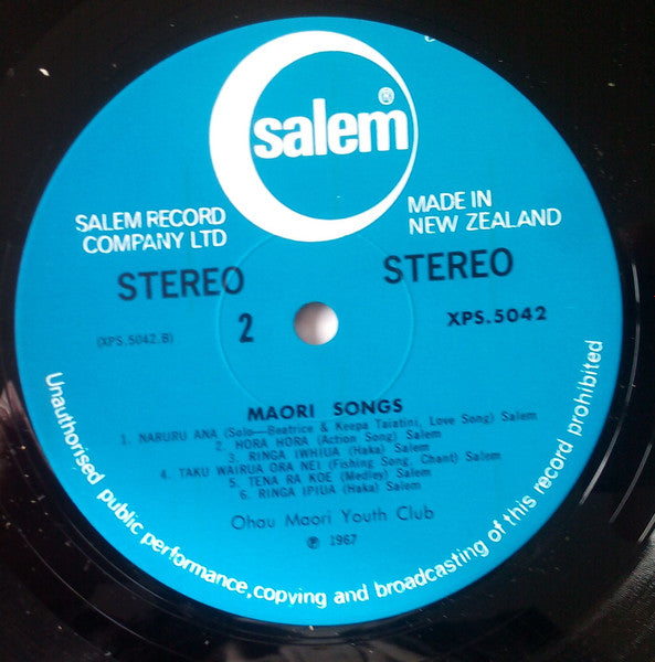 Ohau Maori Youth Club : Maori Songs (LP)