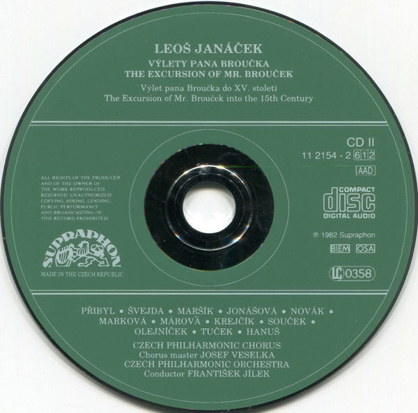 Leoš Janáček / František Jílek, The Czech Philharmonic Orchestra, Brno Janáček Opera Orchestra : Výlety Pana Broučka. The Excursions Of Mr. Brouček (2xCD)