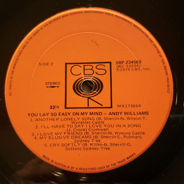 Andy Williams : You Lay So Easy On My Mind (LP, Album)