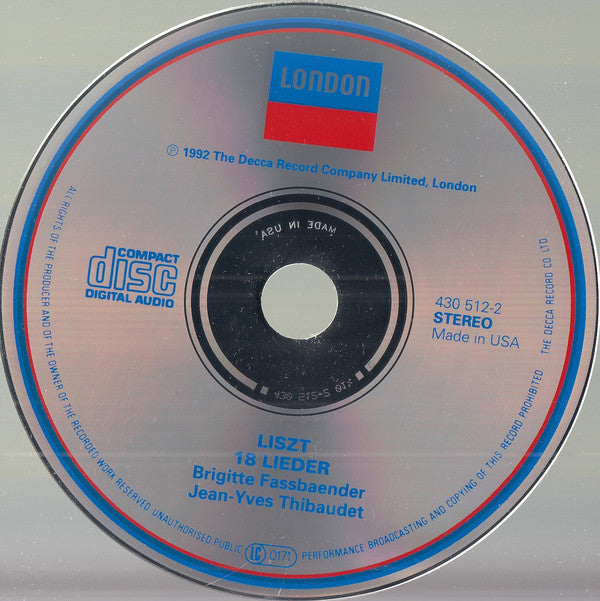 Franz Liszt, Brigitte Fassbaender, Jean-Yves Thibaudet : Lieder (CD, Album)