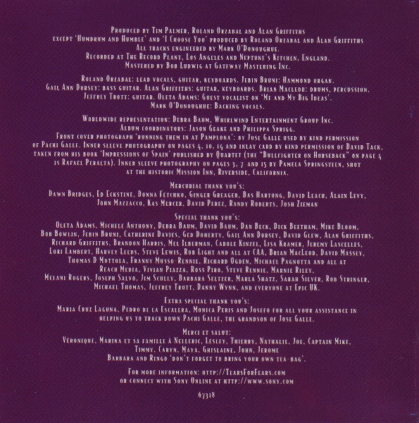 Tears For Fears : Raoul And The Kings Of Spain (CD, Album, Pit)