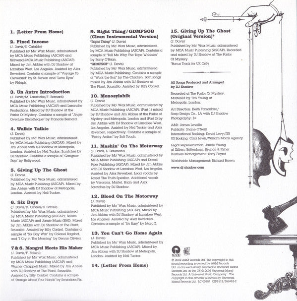 DJ Shadow : The Private Press (CD, Album)