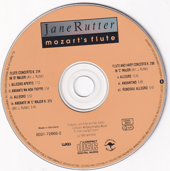 Jane Rutter : Mozart's Flute (CD, Album)