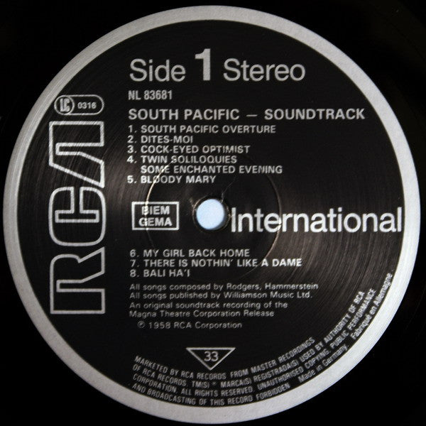 Rodgers & Hammerstein : RCA Presents Rodgers & Hammerstein's South Pacific (Soundtrack) (LP, RE)