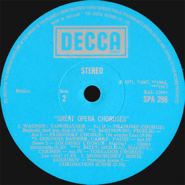 Various : Great Opera Choruses (LP, Comp)