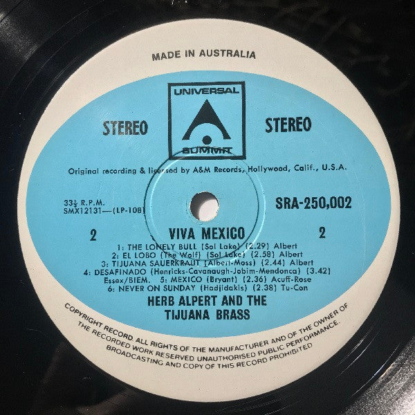 Herb Alpert & The Tijuana Brass : Viva Mexico (LP, Comp)