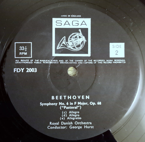 Ludwig Van Beethoven / Det Kongelige Kapel, George Hurst : The Pastoral Symphony - No. 6 In F Major Opus 68 (LP)