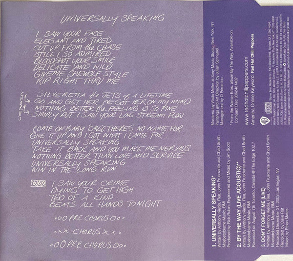 Red Hot Chili Peppers : Universally Speaking (CD, Single)