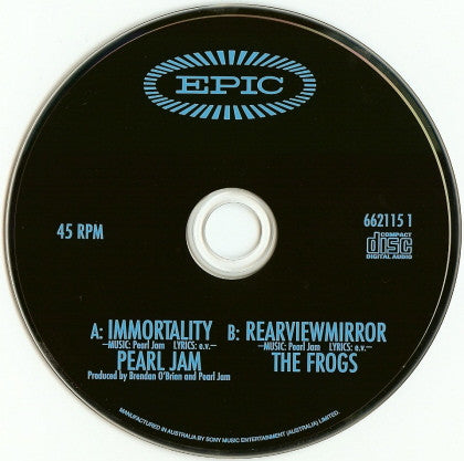 Pearl Jam : Immortality (CD, Single)