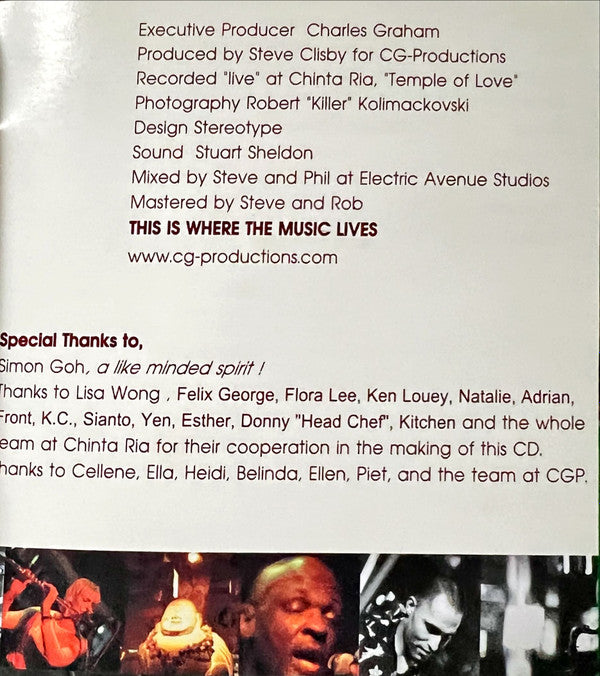 Steve Clisby : Live - Temple Of Love (CD, Album)