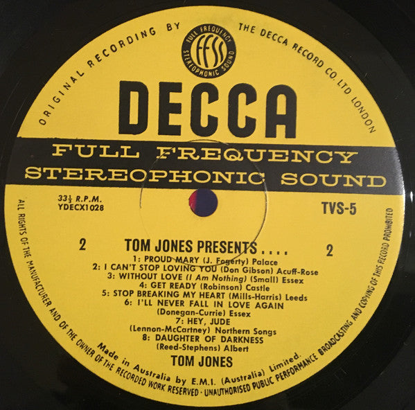 Tom Jones : Tom Jones Presents... (LP, Comp)