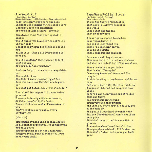 Was (Not Was) : Are You Okay? (CD, Album)