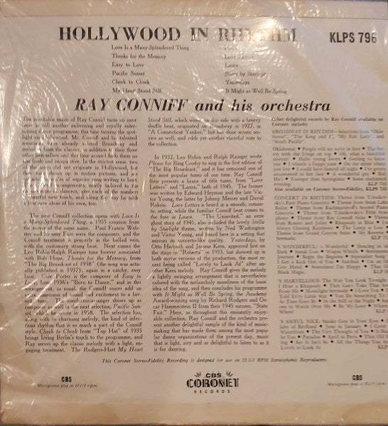 Ray Conniff & His Orchestra : Hollywood In Rhythm (LP, Album)