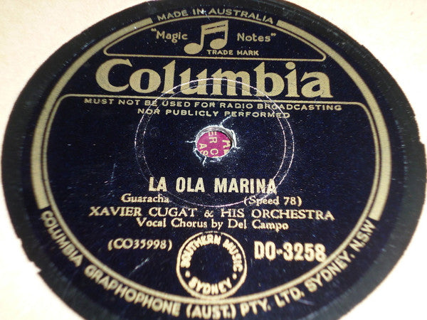 Xavier Cugat And His Orchestra : La Ola Marina / Take It Away (Shellac, 10")