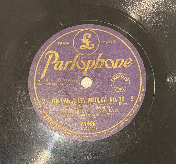 Ivor Moreton And Dave Kaye : Tin Pan Alley Medley No 16 (Shellac, 10")