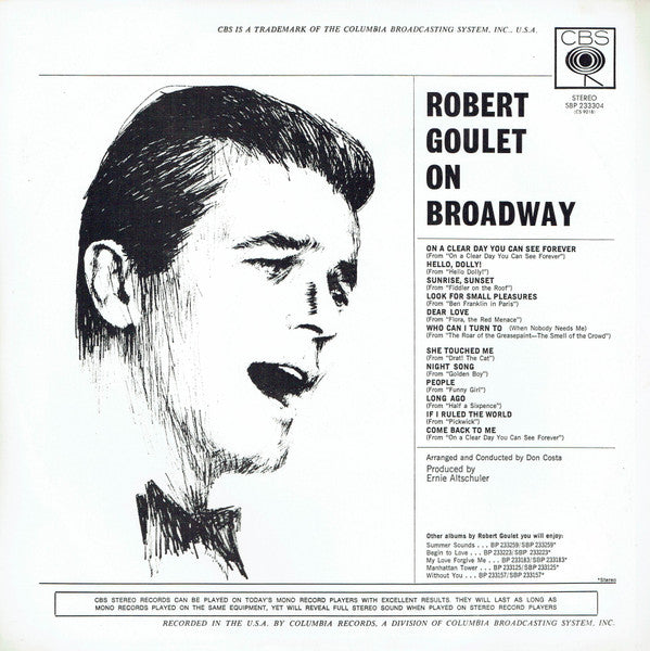 Robert Goulet : On Broadway (LP, Album)