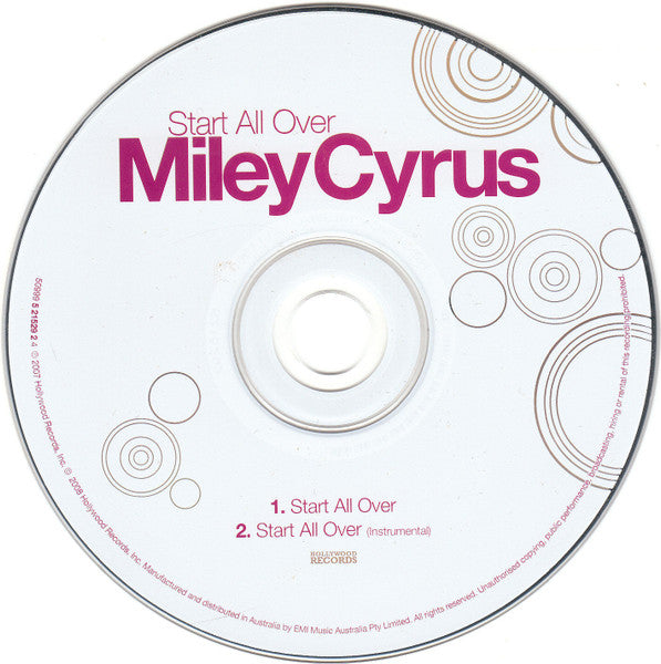 Miley Cyrus : Start All Over (CD, Single)