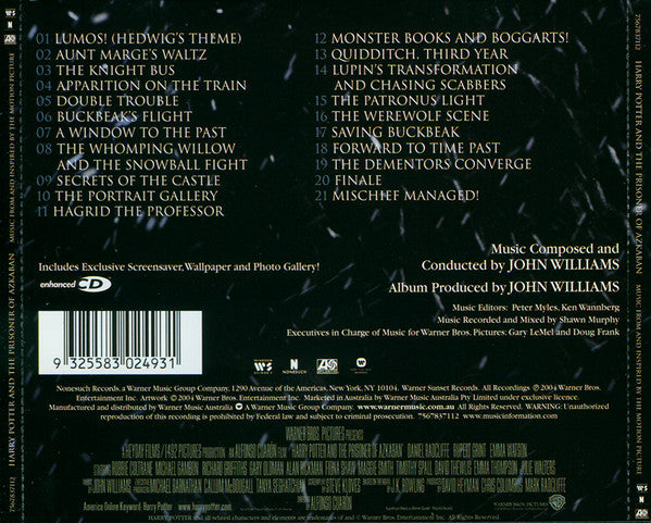 John Williams (4) : Harry Potter And The Prisoner Of Azkaban (CD, Album, Enh)