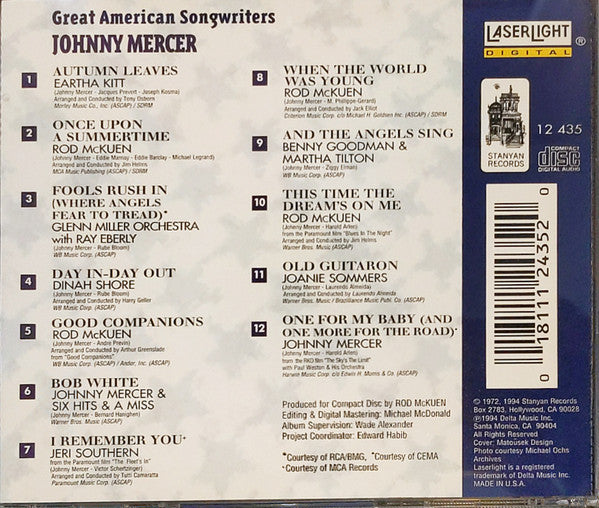 Johnny Mercer : Great American Songwriters: Johnny Mercer (CD, Comp)