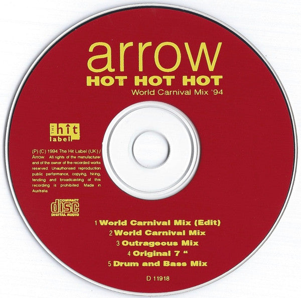 Arrow (2) : Hot Hot Hot (World Carnival Mix '94) (CD, Single, Car)