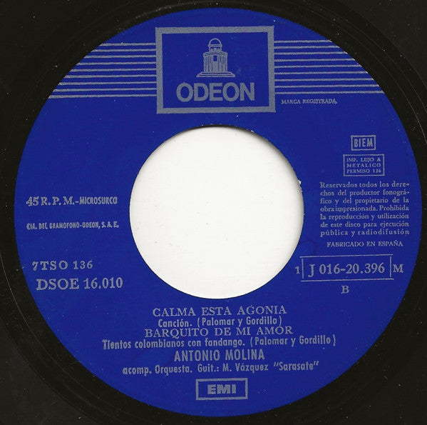 Antonio Molina (2) : Asi Canta... Antonio Molina (7", EP, Mono, RE)