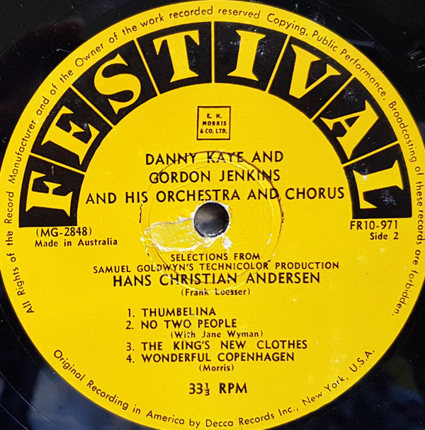 Danny Kaye (2) : Danny Kaye Sings Selections From The Samuel Goldwyn Technicolor Production Hans Christian Andersen (10", Mono, RE)