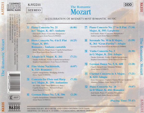 Various : The Romantic Mozart (A Celebration Of Mozart's Most Romantic Music) (CD, Comp)
