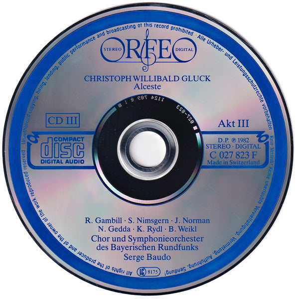Christoph Willibald Gluck - Jessye Norman, Nicolai Gedda, Tom Krause, Bernd Weikl, Siegmund Nimsgern, Chor Des Bayerischen Rundfunks Und Symphonie-Orchester Des Bayerischen Rundfunks / Serge Baudo : Alceste (3xCD, Album, RE)