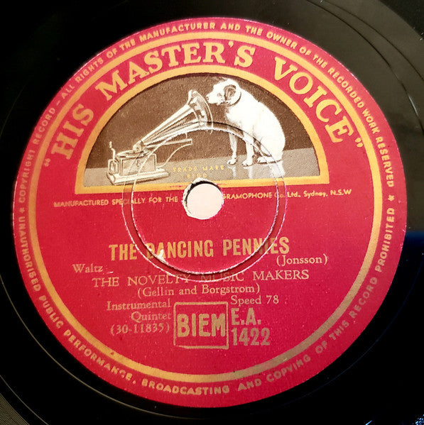 The Novelty Music Makers (Gellin & Borgstrom)* : Christina / The Dancing Pennies (Shellac, 10")