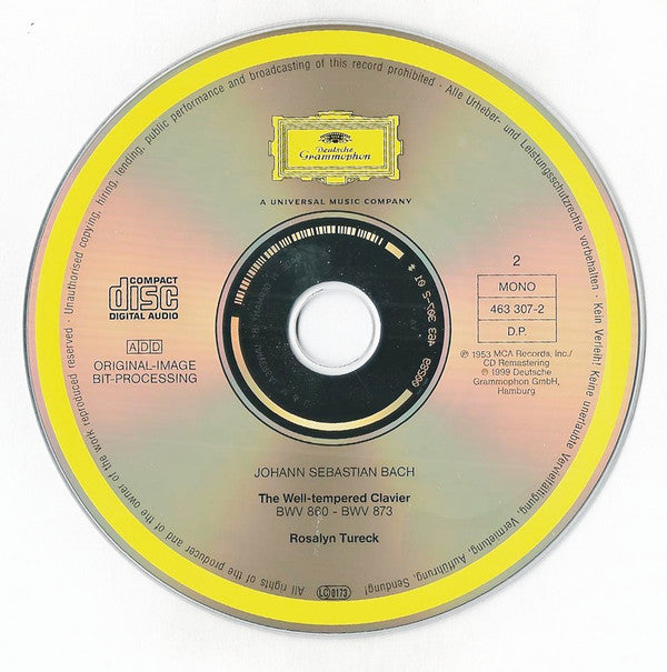 Bach*, Rosalyn Tureck : The Well-Tempered Clavier 1 & 2 = Das Wohltemperierte Clavier = Le Clavier Bien Tempéré (4xCD, Mono, RE, RM)