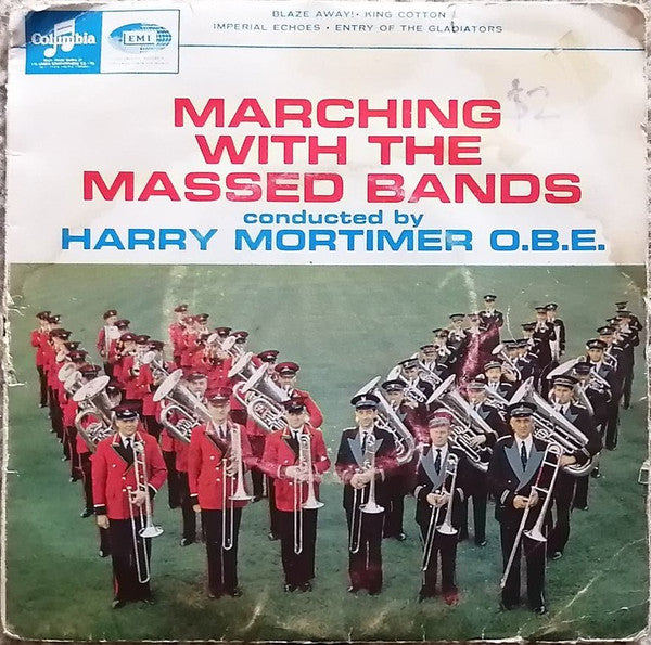 Massed Brass Bands Of Fodens, Fairey Aviation & Morris Motors Conducted By Harry Mortimer : Marching With The Grand Massed Bands (7", EP, Mono)
