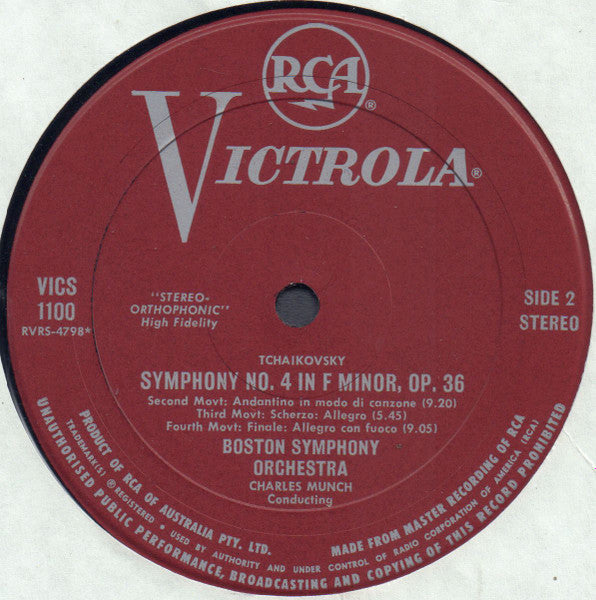 Tchaikovsky*, Boston Symphony* / Charles Munch : Symphony No. 4 (LP)