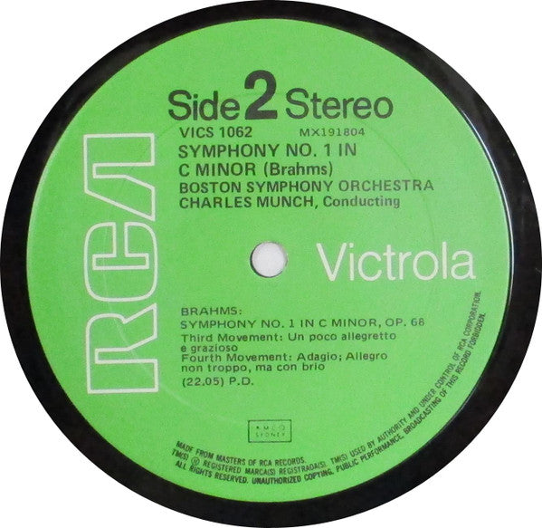 Johannes Brahms, Boston Symphony Orchestra, Charles Munch : Symphony No. 1 In C Minor (LP)