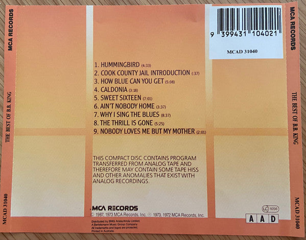 B.B. King : The Best Of B.B. King (CD, Comp, RE, RM)
