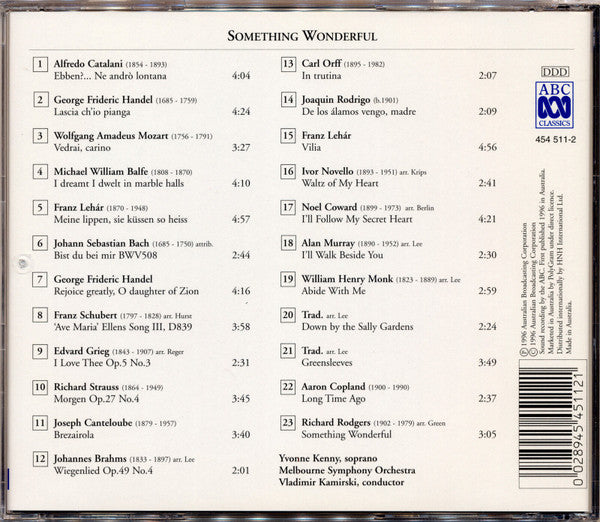 Yvonne Kenny, Melbourne Symphony Orchestra, Vladimir Kamirski* : Something Wonderful (CD, Album)