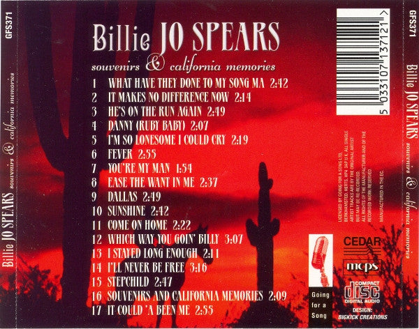 Billie Jo Spears : Souvenirs & California Memories (CD, Comp)
