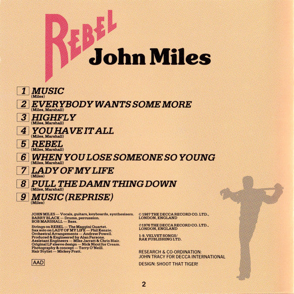 John Miles : Rebel (CD, Album, RE)