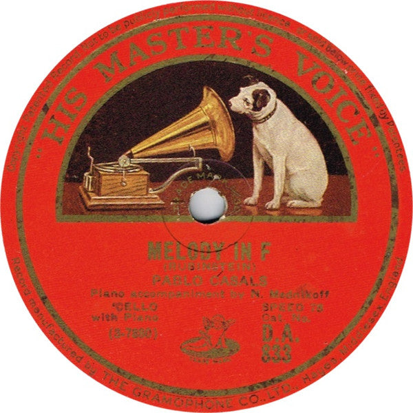 Pablo Casals : Traumerie (Reverie) / Melody In F (Shellac, 10", RE)