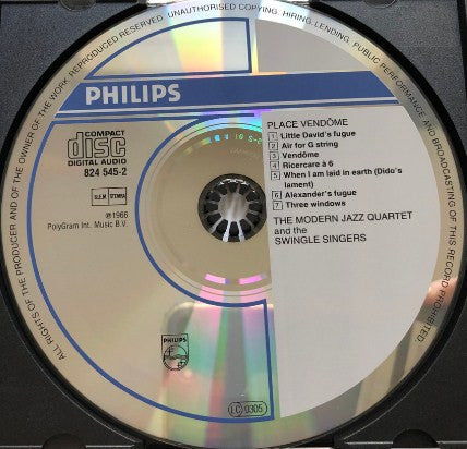 Les Swingle Singers With The Modern Jazz Quartet : Place Vendôme (CD, Album, RE, Uni)