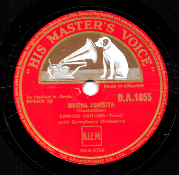 Enrico Caruso : Addio A Napoli / Musica Proibita (Shellac, 10", RP, DTP)