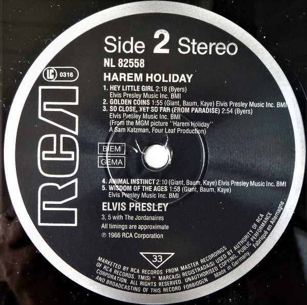 Elvis Presley : Harem Holiday (LP, Album, RE)