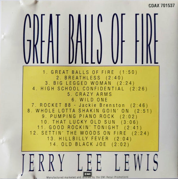 Jerry Lee Lewis : Great Balls Of Fire (CD, Comp)