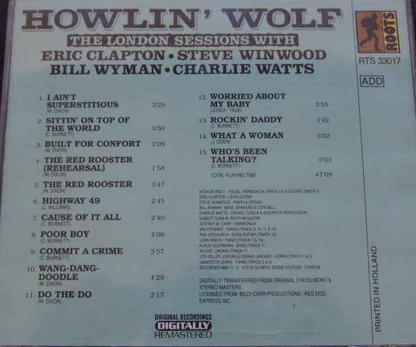 Howlin' Wolf : The London Sessions With Eric Clapton, Steve Winwood, Bill Wyman & Charlie Watts (CD, Album, RM)